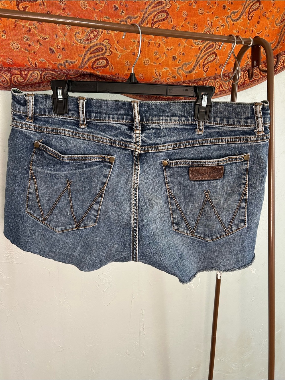 Wrangler Blue Distressed Denim Jean Shorts